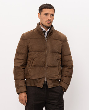 Enrico Mandelli Brown suede down jacket 4T117A7405