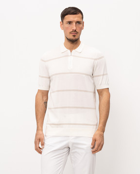 Cashmere&Whiskey Ivory striped polo shirt MB235Z