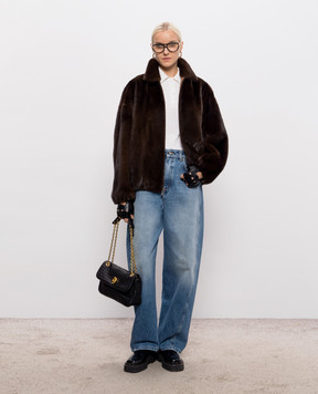 Rindi Brown reversible mink fur coat with zipper 016VS026