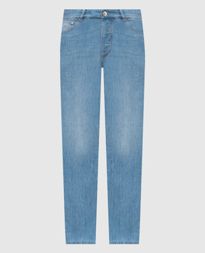 Brunello Cucinelli Blue jeans with embroidered emblem ME645D3210