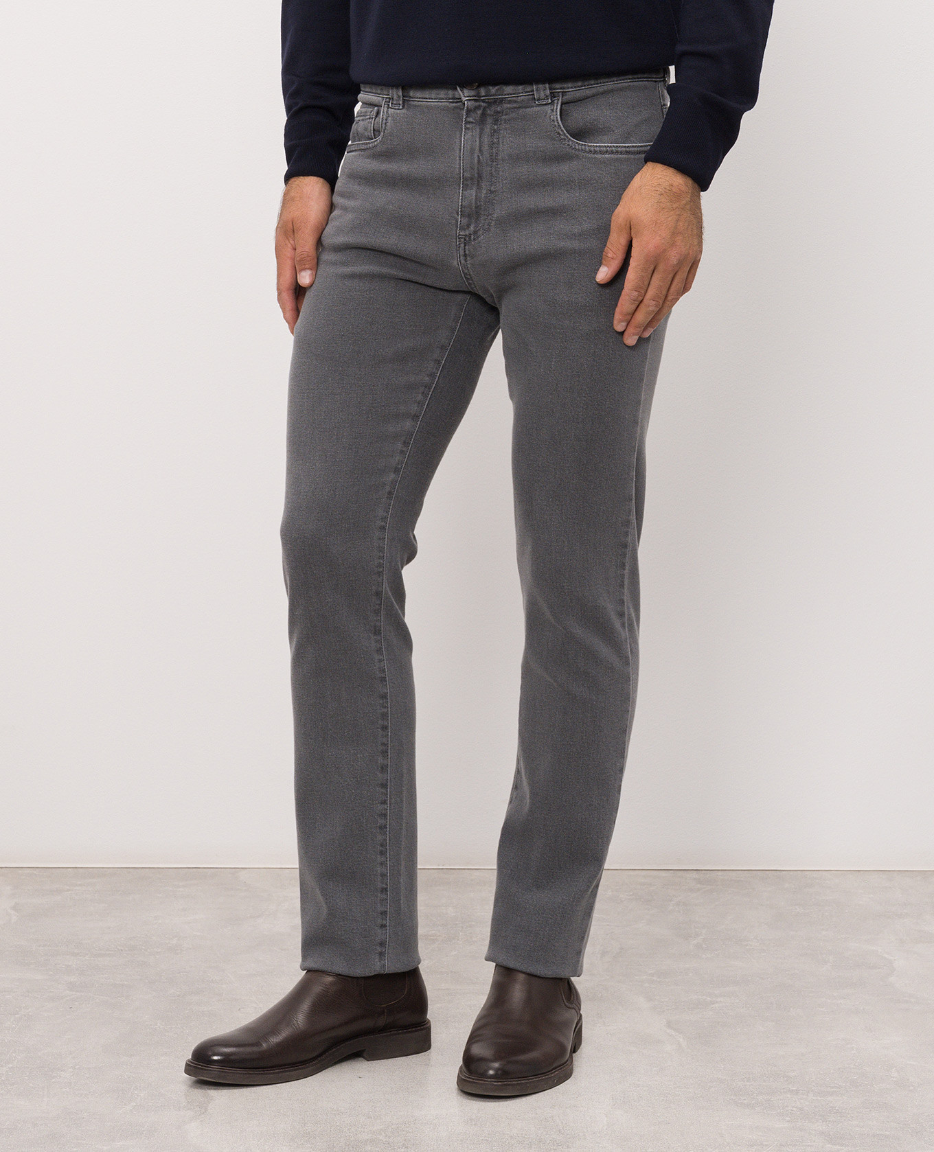 Grey slim jeans with logo patch Canali 3