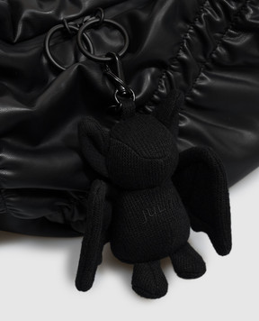 Juun.j Black bat keychain with embroidered logo JC678ZP025