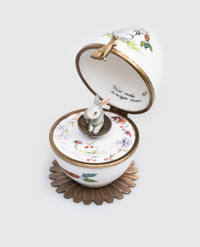 Fanex France White musical porcelain egg Rabbit OPLABLANC