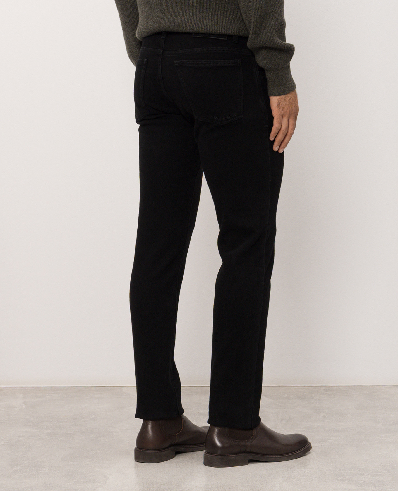 Black Tailor Slim Fit Jeans with Logo Patch Scissor Scriptor 4