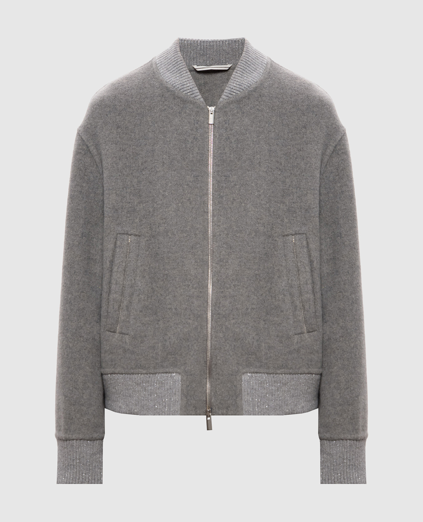 Grey wool and cashmere bomber jacket