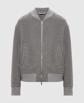 Peserico Grey wool and cashmere bomber jacket A21084EB3197