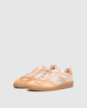 Santoni Beige suede sneakers with embossed logo WBPL61243FARCUSC