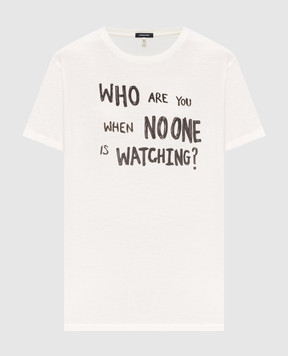 R13 Ivory T-shirt with a print of the inscription R13WK001K152B