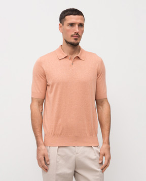 Brunello Cucinelli Orange linen and silk polo shirt MSL806105
