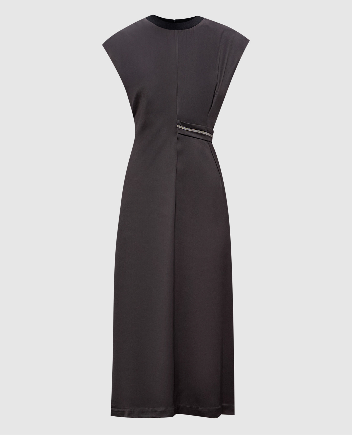 Gray midi dress with monil chain