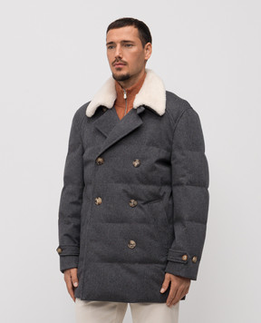 Brunello Cucinelli Gray double-breasted wool down jacket MM4701686