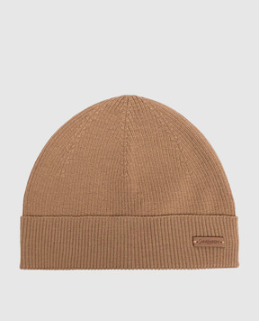 Saint Laurent Brown wool hat with logo patch 8434353Y206