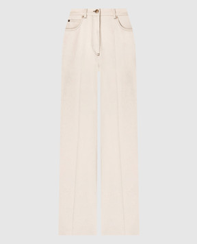Agnona Beige jeans with logo patch T71205YUC077