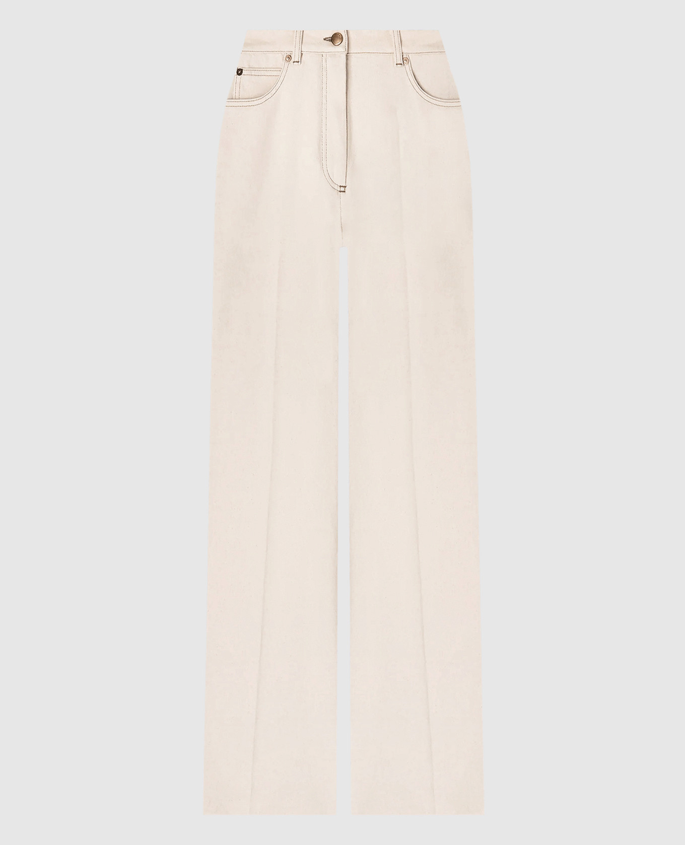 Beige jeans with logo patch Agnona