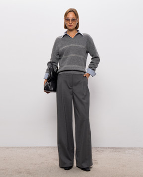Peserico Gray wool pants with belt P0470102660