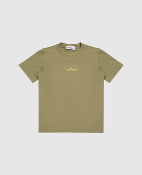 Stone Island Children's khaki T-shirt with emblem and logo L1S162100009S03771012