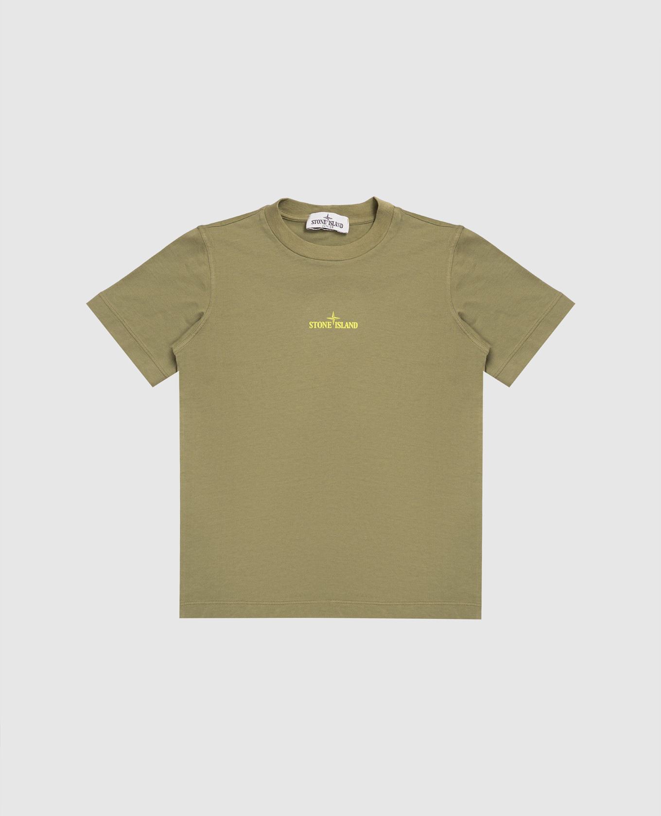 

Children's khaki T-shirt with emblem and logo Stone Island