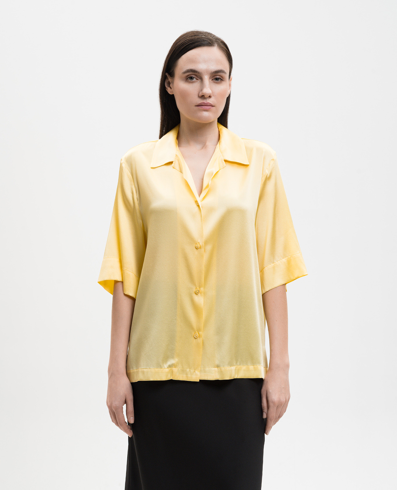 Yellow silk blouse Solotre 3