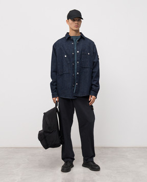 Stone Island Blue pants with logo patch K2S153100035S0A10