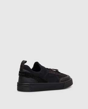 Stefano Ricci Black combination sneakers with textured logo UV23G5306TWMSDP