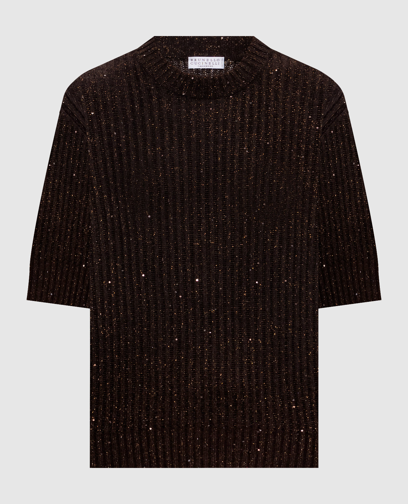 Brown cashmere and wool knitted top