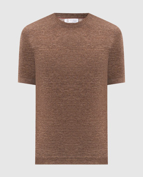 Brunello Cucinelli Brown linen t-shirt M2L00340
