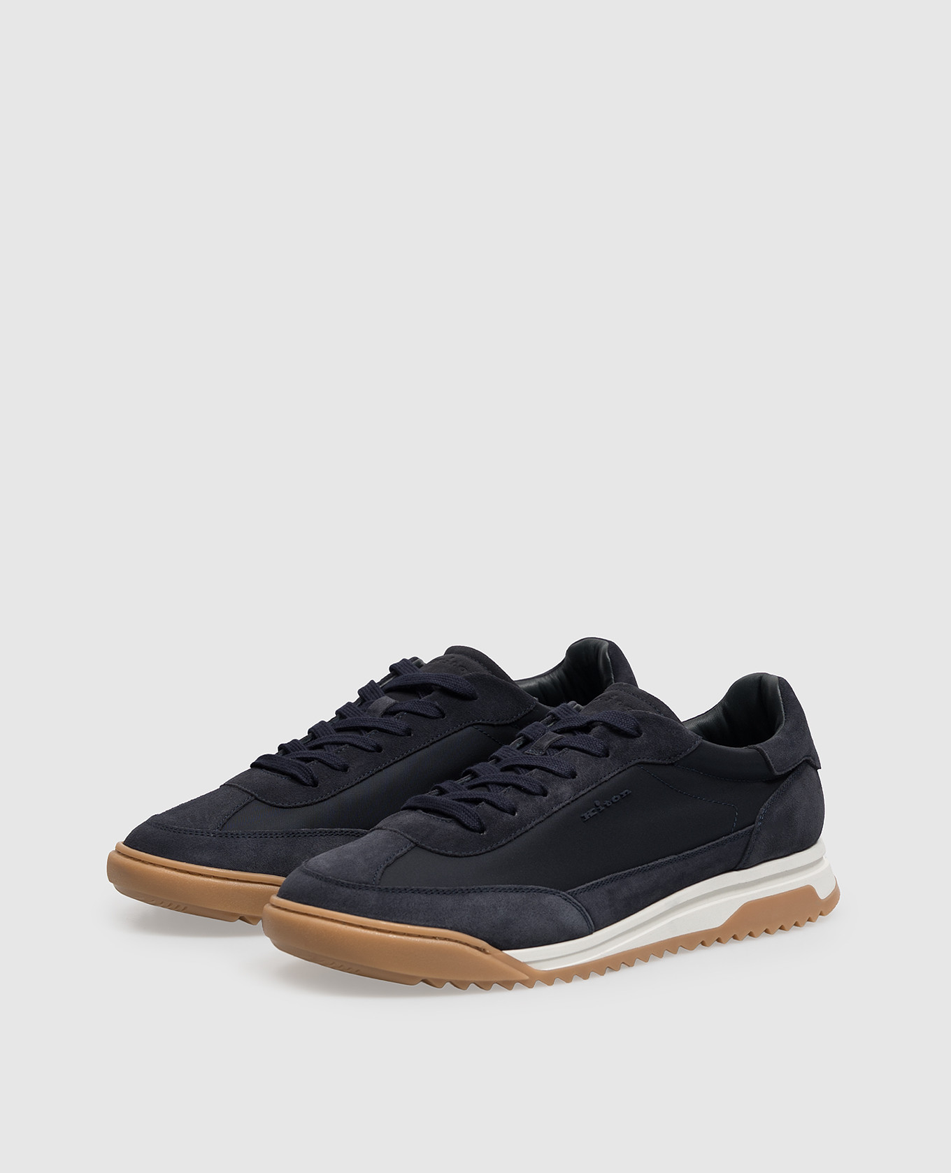 Blue logo-embossed combination sneakers Kiton 2