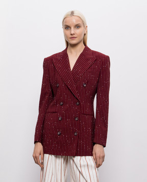 Dolce&Gabbana Taormina burgundy striped double-breasted jacket F29WPTFBMFW