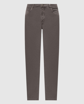 Brunello Cucinelli Grey jeans with embroidered logo M277PB3210