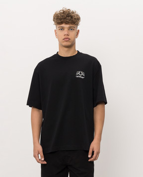 Off-White Black T-shirt with logo and emblem print 44MAA120F26J01E