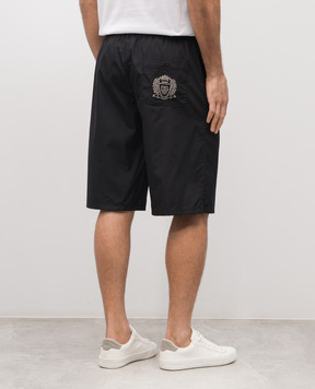 Dolce&Gabbana Black shorts with logo patch GV37AZGK278
