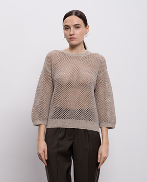 Peserico Gray openwork jumper with linen A99083F079106B