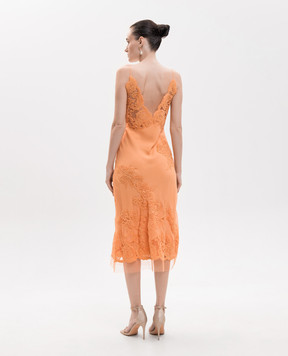 Ermanno Scervino Orange silk midi dress with embroidery D482Q740FDAPQYE