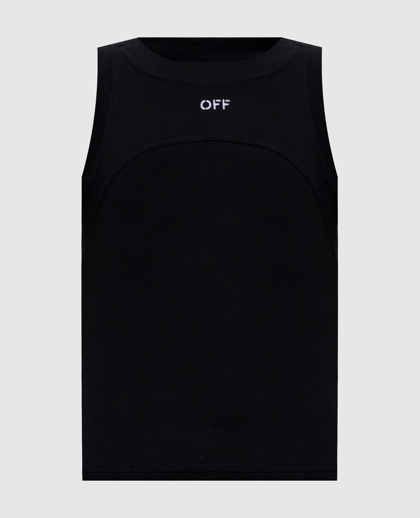 Black ribbed top with logo embroidery