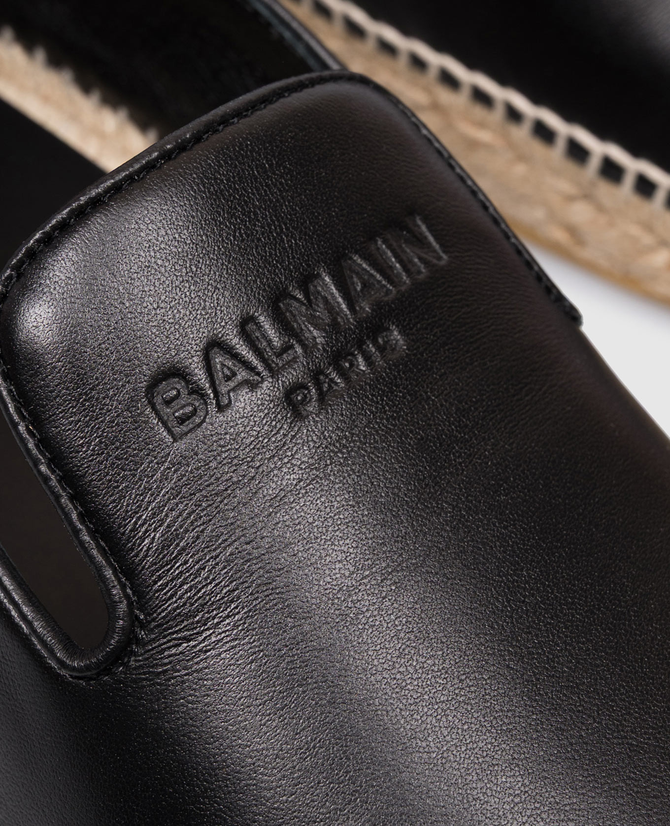 Black leather espadrilles with embossed logo Balmain 5
