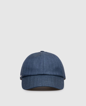 Enrico Mandelli Blue wool, silk and linen cap CAP4015315