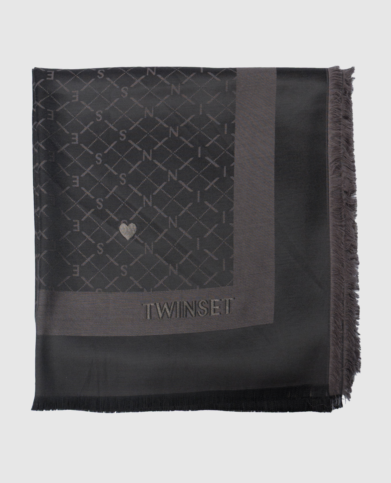 Black scarf in woven logo pattern