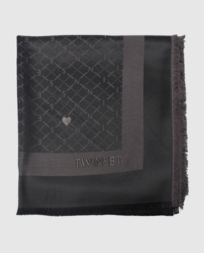 Twinset Black scarf in woven logo pattern 261TA4270
