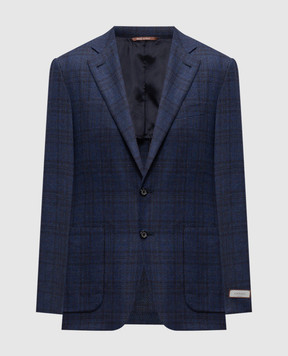 Canali Blue checked silk and wool jacket CF0030323275