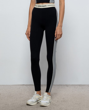 Palm Angels Black leggings with logo pattern PAWVK004FB001