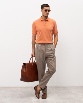 Brunello Cucinelli Orange polo shirt with logo print ME8548788