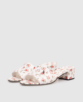 Dolce&Gabbana White printed leather mules CR1755AZ046