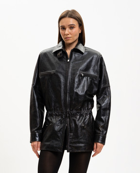 Magda Butrym Black leather jacket with vintage effect LEATHER19JACKET271526