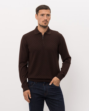 Stefano Ricci Brown wool, silk and cashmere polo shirt K202026P30F26394