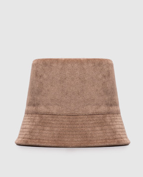 Brunello Cucinelli Brown corduroy panama hat with monil chain MCAP90229P