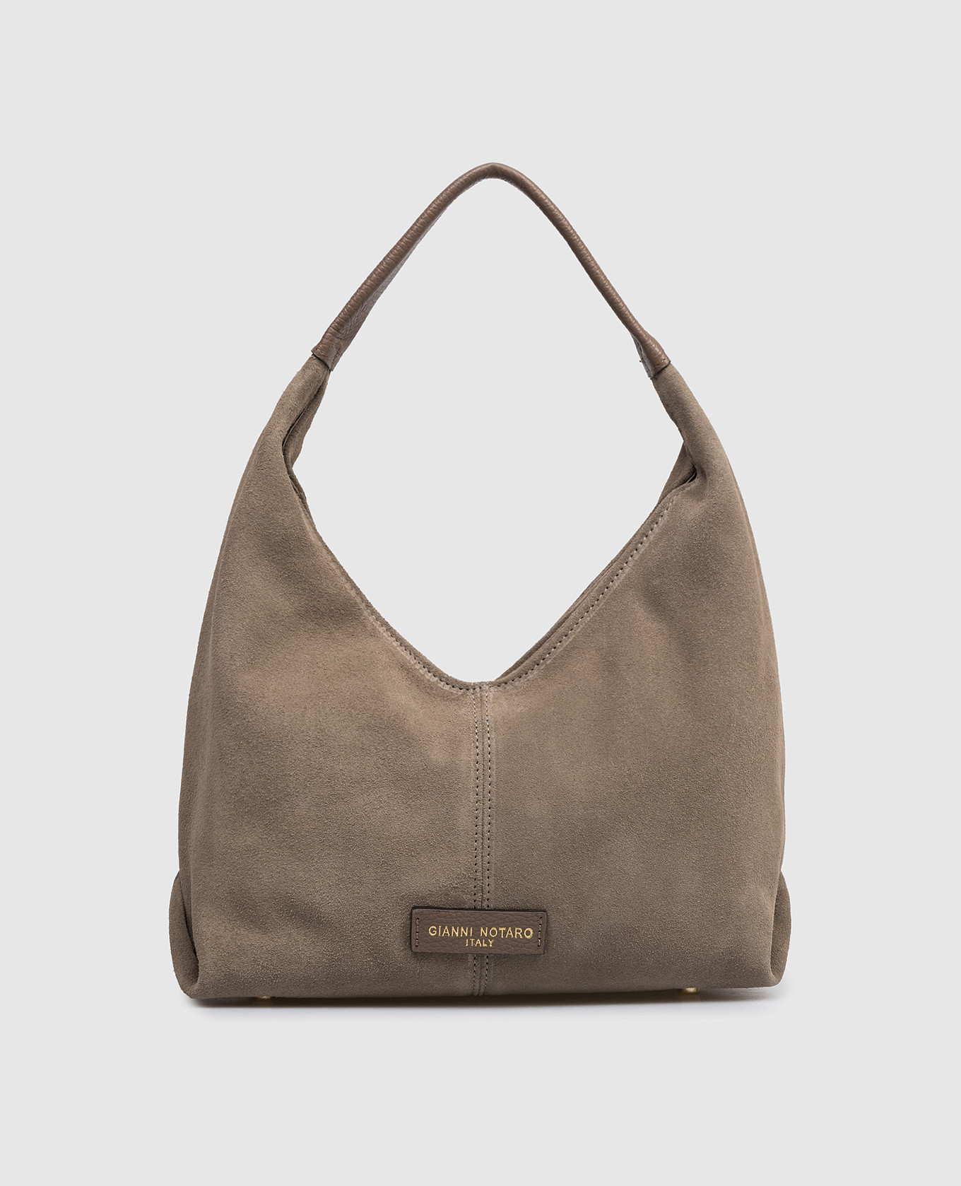 

Brown suede hobo bag SUEDE with logo patch Gianni Notaro