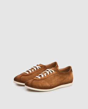 Santoni Brown suede sneakers with perforations WBYR61449TIRTTNY