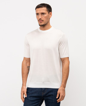 Stefano Ricci White silk T-shirt with embroidered logo K616215G10F26101