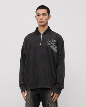 Off-White Grey long-sleeved polo shirt with logo 44MAD00NF5F004