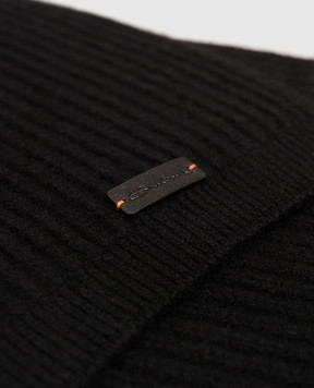 Santoni Black cashmere scarf with logo patch AMFLC0064XXXCAZ